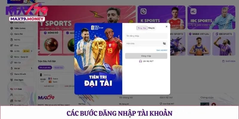 Các bước đăng nhập tài khoản