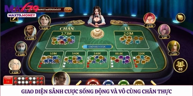 Giao diện sảnh cược sống động và vô cùng chân thực