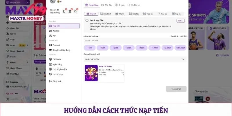 Hướng dẫn cách thức nạp tiền