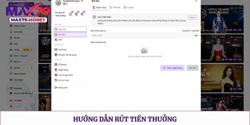 Hướng dẫn rút tiền thưởng