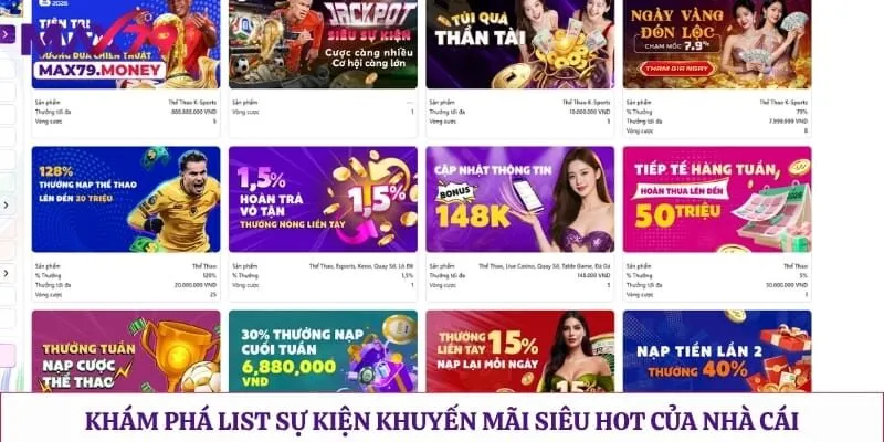 Khám phá list sự kiện khuyến mãi siêu hot của nhà cái