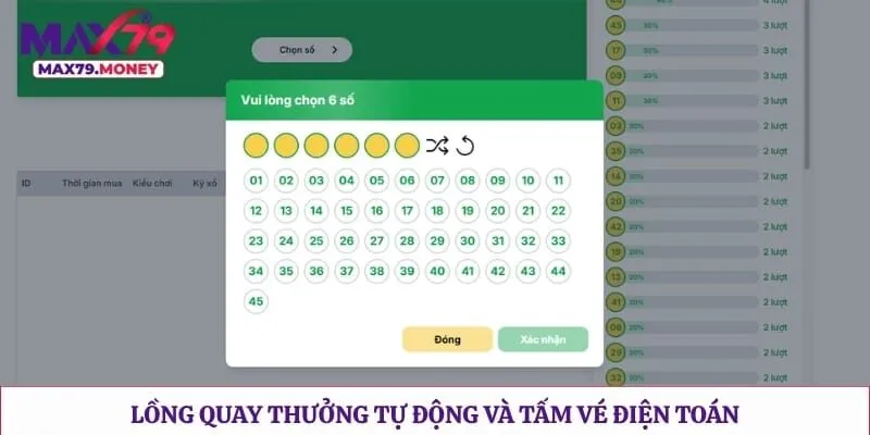 Lồng quay thưởng tự động và tấm vé điện toán